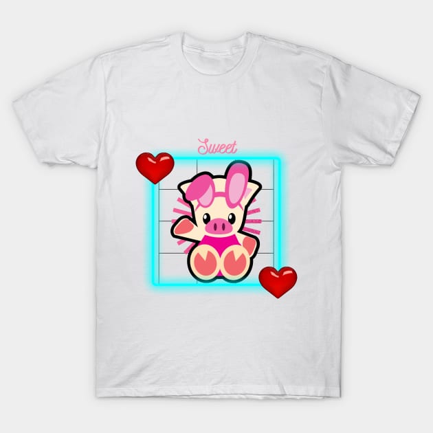 Cute Baby Pig Bunny T-Shirt by ZephSage